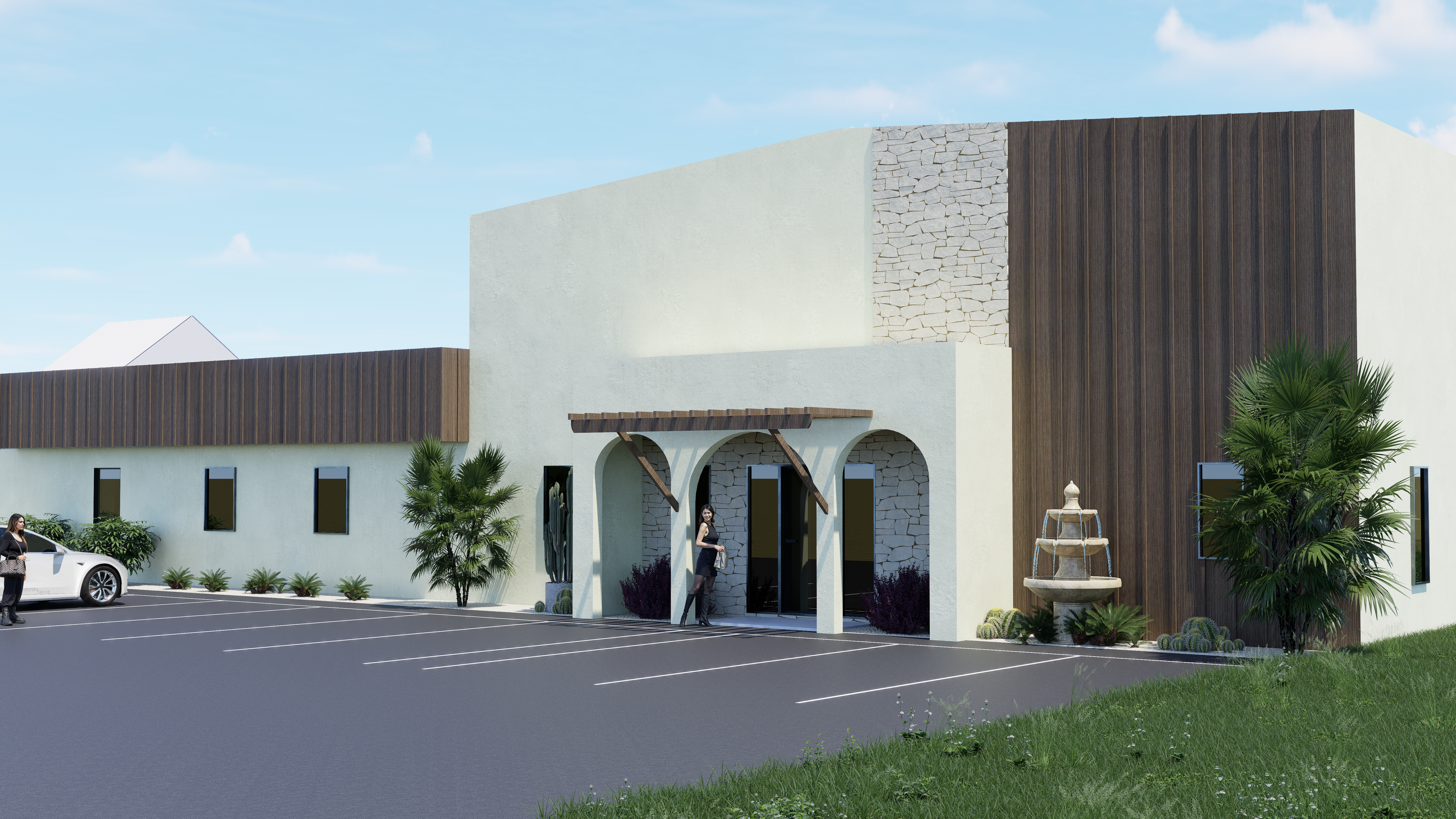 Luxury Spa Concept exterior materials and interior design